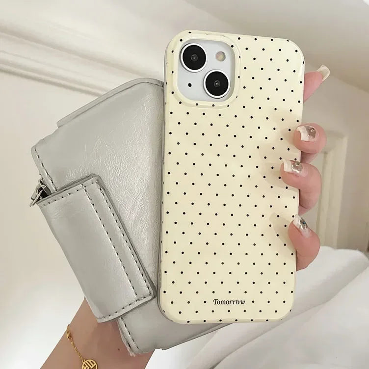 INS Polka Dot Small Fresh Mobile Phone Case for iPhone 17 16 15 14 13 12 Pro Max 11 Ultra Slim Shockproof Cover for iPhone 17Pro