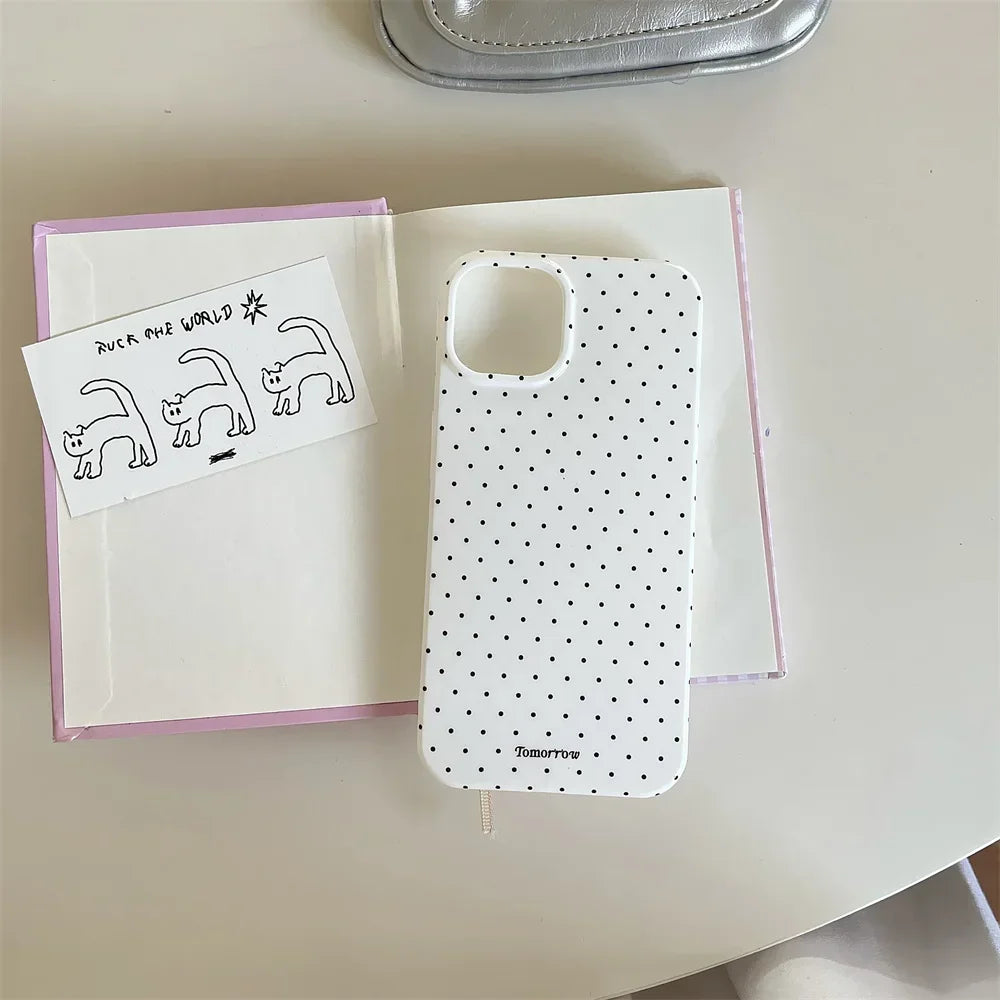 INS Polka Dot Small Fresh Mobile Phone Case for iPhone 17 16 15 14 13 12 Pro Max 11 Ultra Slim Shockproof Cover for iPhone 17Pro