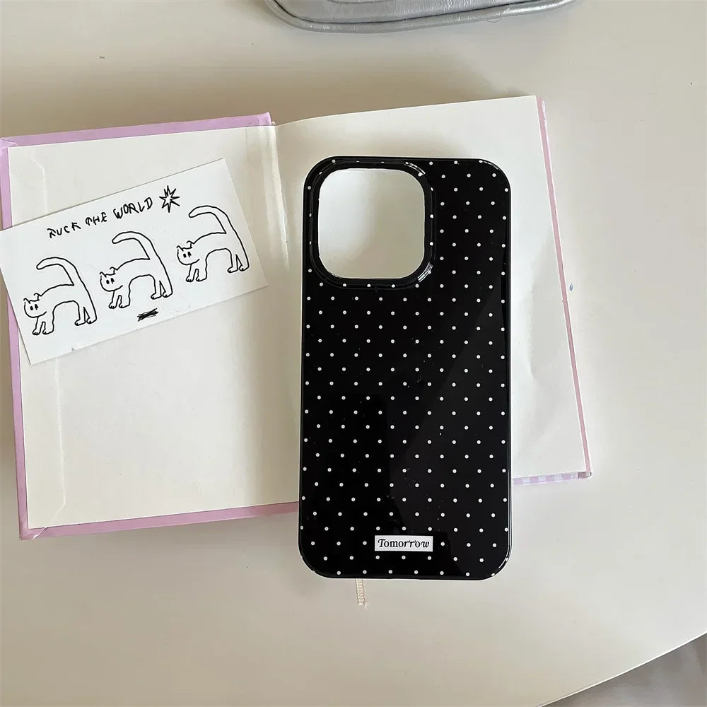 INS Polka Dot Small Fresh Mobile Phone Case for iPhone 17 16 15 14 13 12 Pro Max 11 Ultra Slim Shockproof Cover for iPhone 17Pro