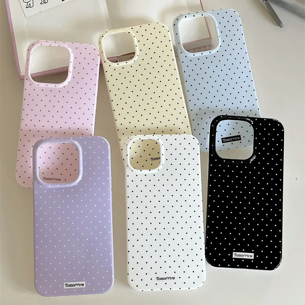 INS Polka Dot Small Fresh Mobile Phone Case for iPhone 17 16 15 14 13 12 Pro Max 11 Ultra Slim Shockproof Cover for iPhone 17Pro