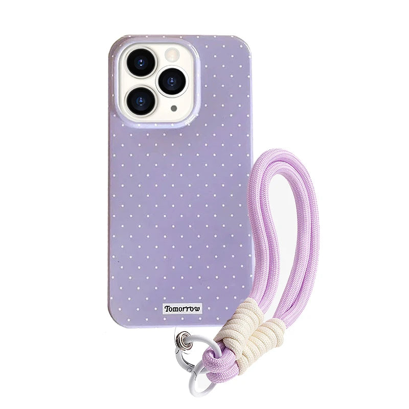 INS Polka Dot Small Fresh Mobile Phone Case for iPhone 17 16 15 14 13 12 Pro Max 11 Ultra Slim Shockproof Cover for iPhone 17Pro