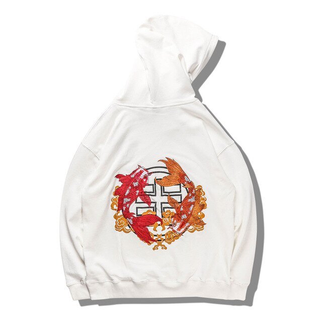Chinese Style Top Men Carp Koi Embroidered Print Hooded Sweatshirts Hoodies Harajuku Hip Hop Pullover Hoodie Streetwear-5