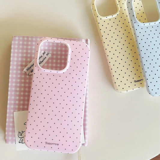 INS Polka Dot Small Fresh Mobile Phone Case for iPhone 17 16 15 14 13 12 Pro Max 11 Ultra Slim Shockproof Cover for iPhone 17Pro