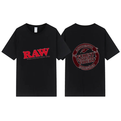 Summer New Men's Raw T Shirts Oversized Loose Clothes Retro