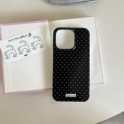 INS Polka Dot Small Fresh Mobile Phone Case for iPhone 17 16 15 14 13 12 Pro Max 11 Ultra Slim Shockproof Cover for iPhone 17Pro